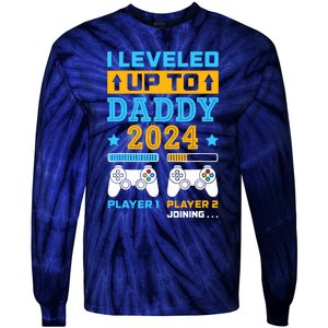 I Leveled Up To Daddy Est 2024 Soon To Be Dad Birthday Gamer Tie-Dye Long Sleeve Shirt