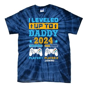 I Leveled Up To Daddy Est 2024 Soon To Be Dad Birthday Gamer Tie-Dye T-Shirt