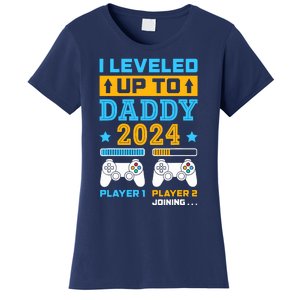 I Leveled Up To Daddy Est 2024 Soon To Be Dad Birthday Gamer Women's T-Shirt