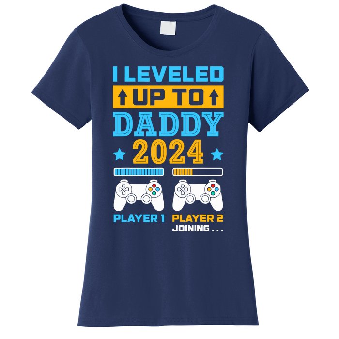 I Leveled Up To Daddy Est 2024 Soon To Be Dad Birthday Gamer Women's T-Shirt