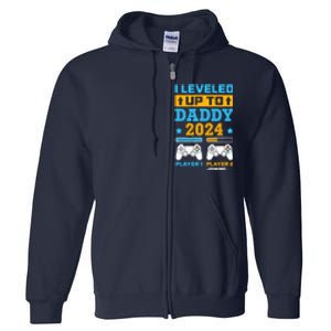 I Leveled Up To Daddy Est 2024 Soon To Be Dad Birthday Gamer Full Zip Hoodie