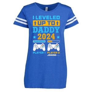 I Leveled Up To Daddy Est 2024 Soon To Be Dad Birthday Gamer Enza Ladies Jersey Football T-Shirt