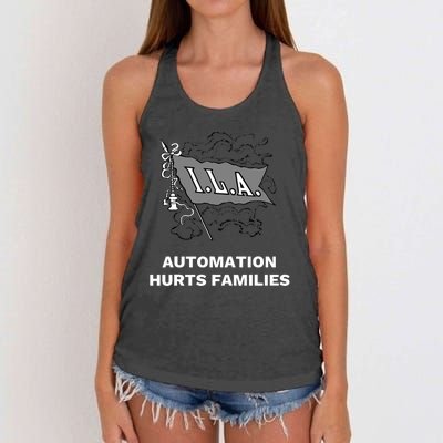 Ila Longshoremen Union Strike Port Workers Union Women's Knotted Racerback Tank