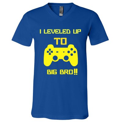 I Leveled Up To Big Bro! Gamer New Brother Gift V-Neck T-Shirt