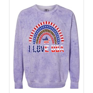 I Love Usa American Flag Rainbow Funny Gift Colorblast Crewneck Sweatshirt