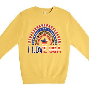 I Love Usa American Flag Rainbow Funny Gift Premium Crewneck Sweatshirt