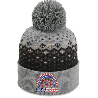 I Love Usa American Flag Rainbow Funny Gift The Baniff Cuffed Pom Beanie