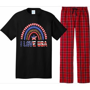 I Love Usa American Flag Rainbow Funny Gift Pajama Set