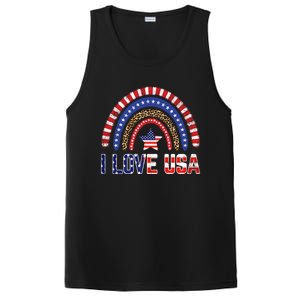 I Love Usa American Flag Rainbow Funny Gift PosiCharge Competitor Tank