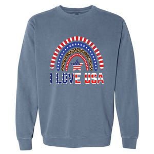 I Love Usa American Flag Rainbow Funny Gift Garment-Dyed Sweatshirt