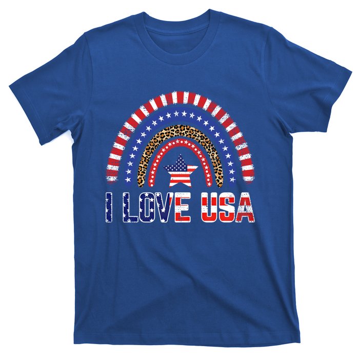 I Love Usa American Flag Rainbow Funny Gift T-Shirt