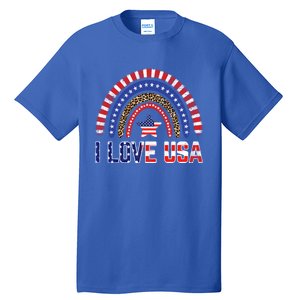 I Love Usa American Flag Rainbow Funny Gift Tall T-Shirt