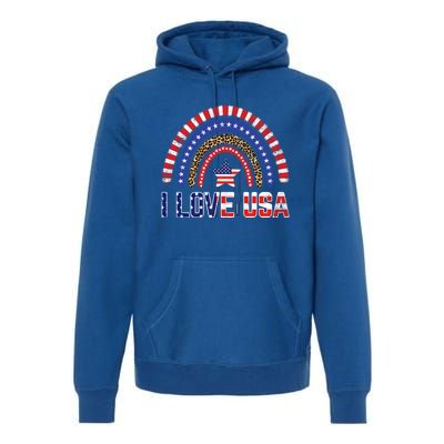 I Love Usa American Flag Rainbow Funny Gift Premium Hoodie