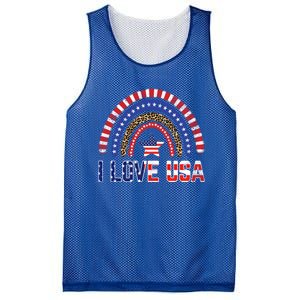 I Love Usa American Flag Rainbow Funny Gift Mesh Reversible Basketball Jersey Tank