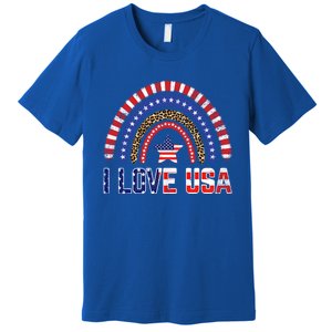 I Love Usa American Flag Rainbow Funny Gift Premium T-Shirt