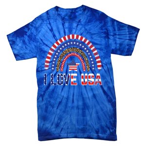 I Love Usa American Flag Rainbow Funny Gift Tie-Dye T-Shirt