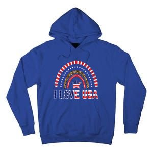 I Love Usa American Flag Rainbow Funny Gift Tall Hoodie