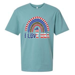 I Love Usa American Flag Rainbow Funny Gift Sueded Cloud Jersey T-Shirt