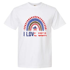 I Love Usa American Flag Rainbow Funny Gift Garment-Dyed Heavyweight T-Shirt