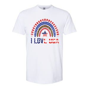 I Love Usa American Flag Rainbow Funny Gift Softstyle CVC T-Shirt