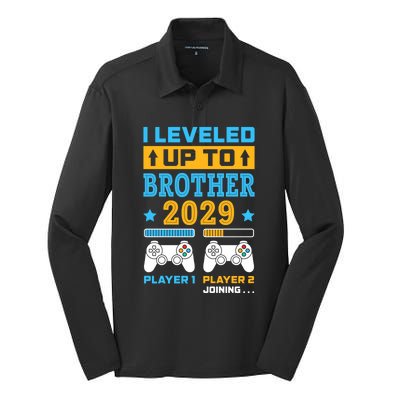 I Leveled Up To Brother 2029 Funny Big Brother Gamer Gift Silk Touch Performance Long Sleeve Polo