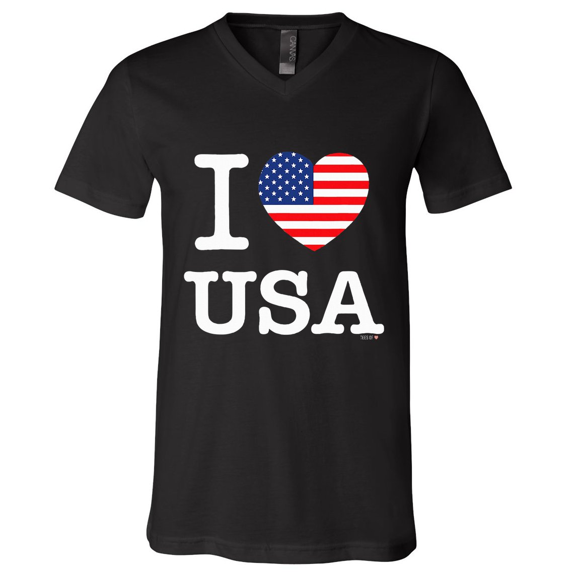 I Love Usa White United States Of America Flag Heart V-Neck T-Shirt