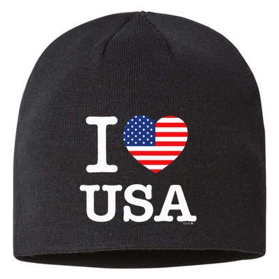 I Love Usa White United States Of America Flag Heart Sustainable Beanie