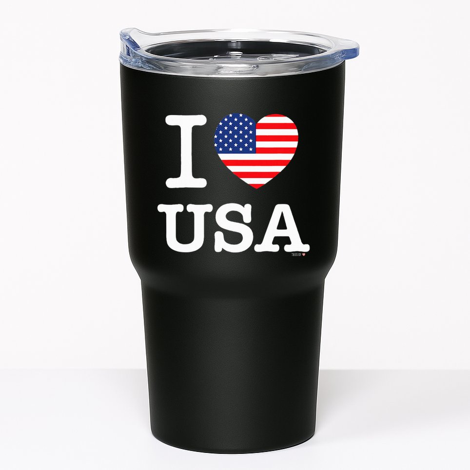 I Love Usa White United States Of America Flag Heart Tumbler