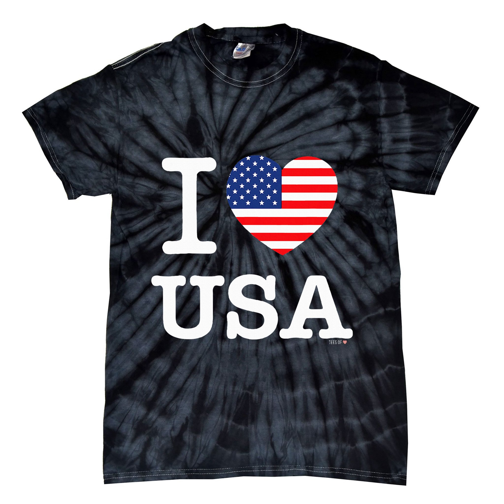 I Love Usa White United States Of America Flag Heart Tie-Dye T-Shirt