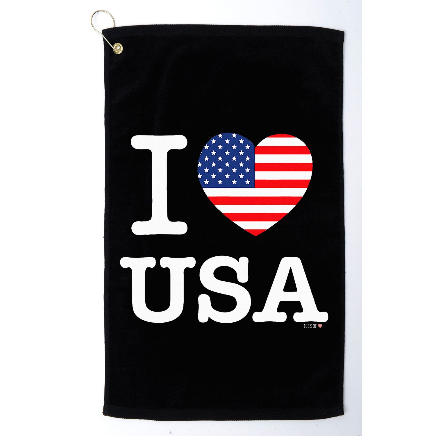 I Love Usa White United States Of America Flag Heart Golf Towel