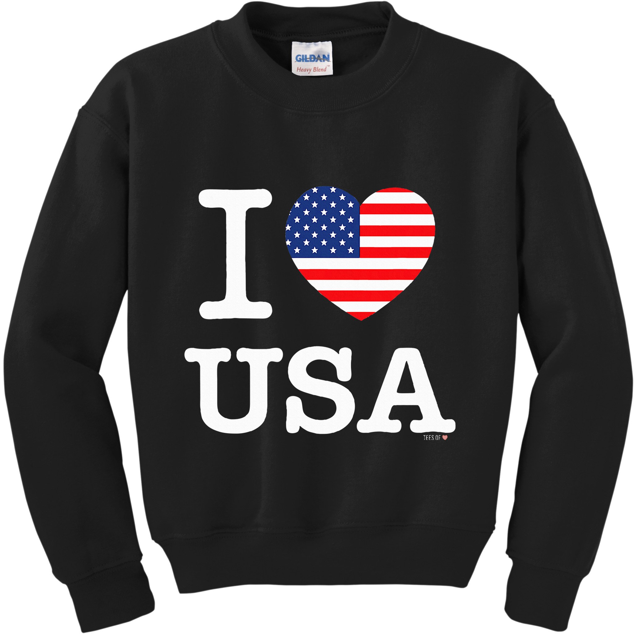 I Love Usa White United States Of America Flag Heart Kids Sweatshirt