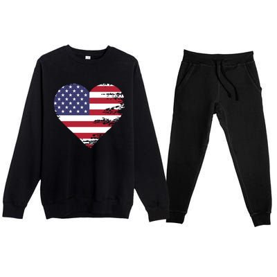 I Love Usa Gift Premium Crewneck Sweatsuit Set