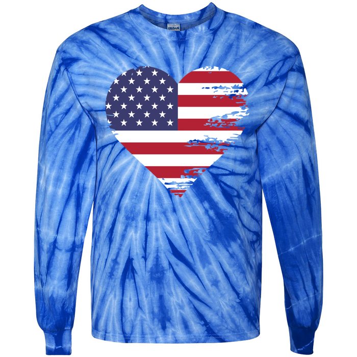 I Love Usa Gift Tie-Dye Long Sleeve Shirt