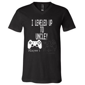 I Leveled Up To Uncle New Uncle Gaming Gamer Fathers Day V-Neck T-Shirt