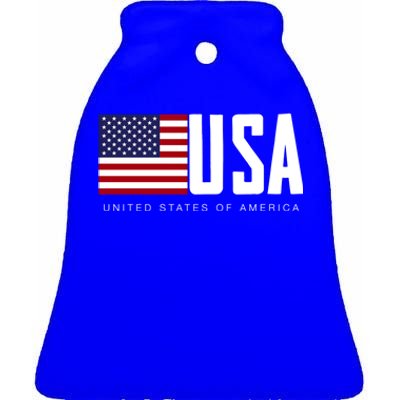 I Love Usa Enjoy Cool Usa United States Of America Flag Cool Gift Ceramic Bell Ornament