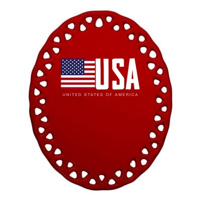 I Love Usa Enjoy Cool Usa United States Of America Flag Cool Gift Ceramic Oval Ornament