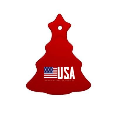 I Love Usa Enjoy Cool Usa United States Of America Flag Cool Gift Ceramic Tree Ornament