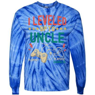 I Leveled Up To Uncle New Uncle Gamer Promoted To Uncle Gift Tie-Dye Long Sleeve Shirt