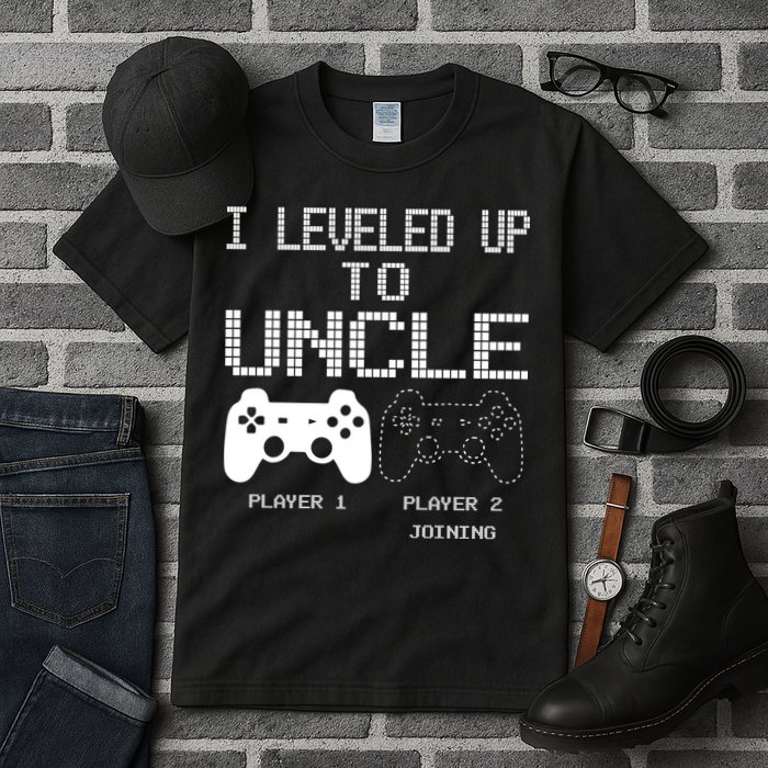 I Leveled Up To Uncle New Uncle Gaming Funny Tall T-Shirt