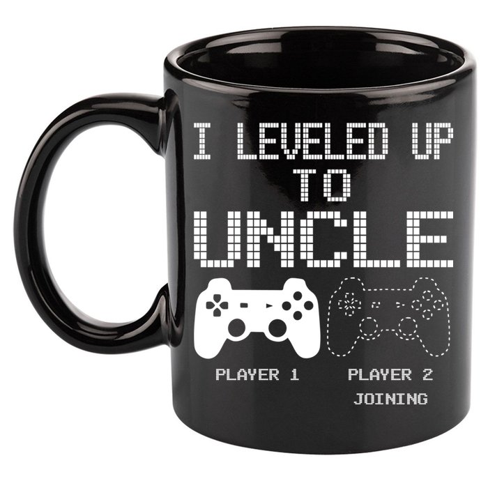 I Leveled Up To Uncle New Uncle Gaming Funny 11oz C Handle Ceramic Mug