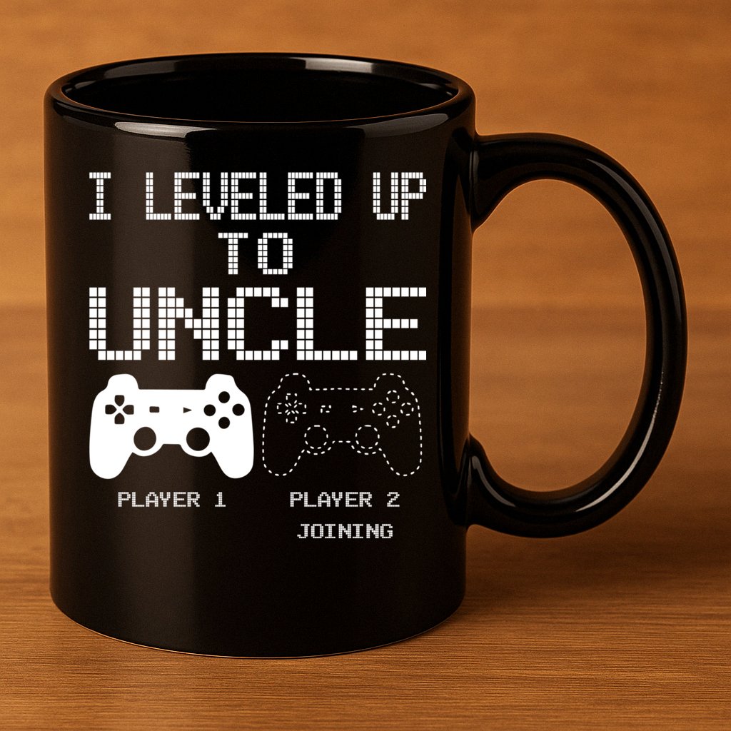I Leveled Up To Uncle New Uncle Gaming Funny 11oz C Handle Ceramic Mug
