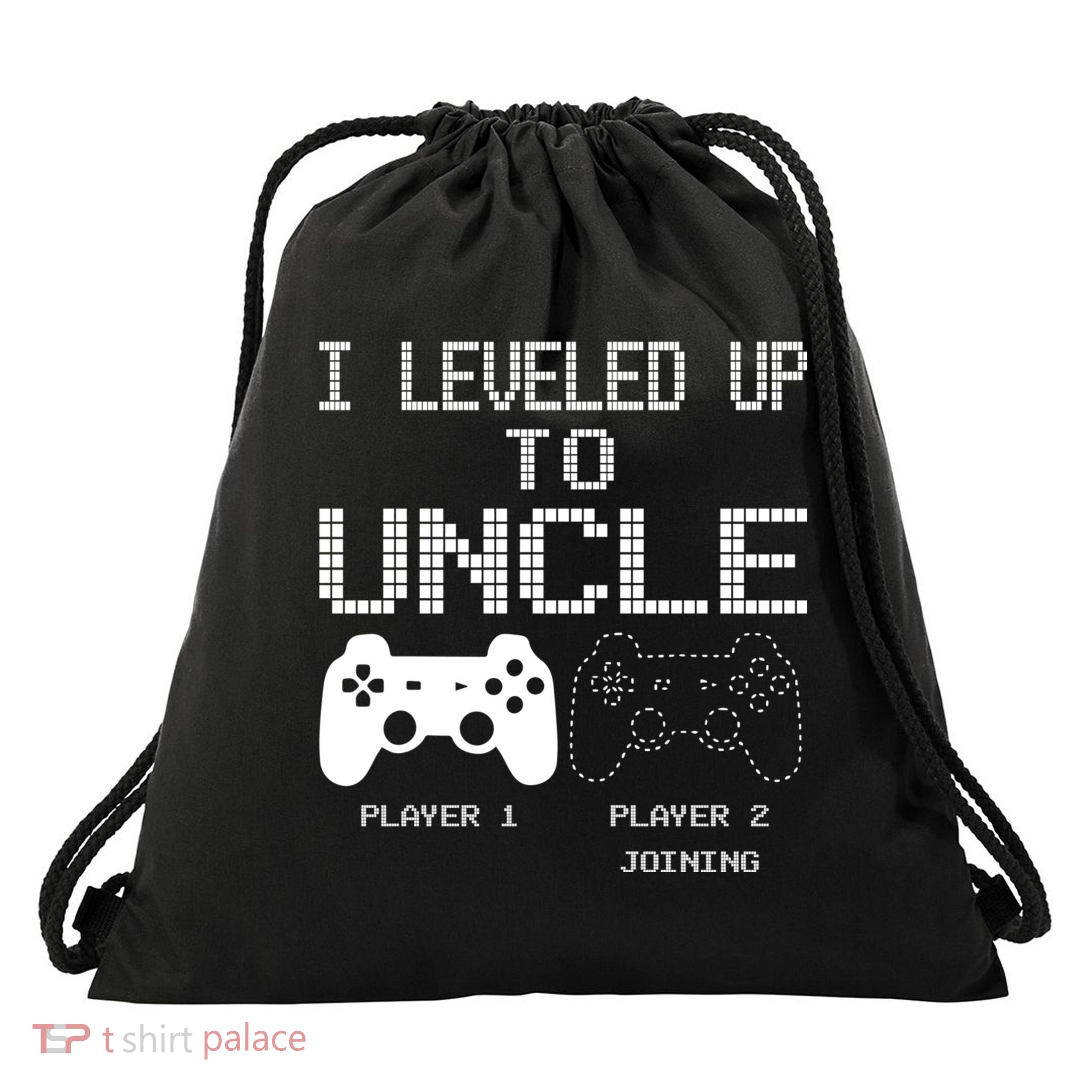 I Leveled Up To Uncle New Uncle Gaming Funny Drawstring Bag