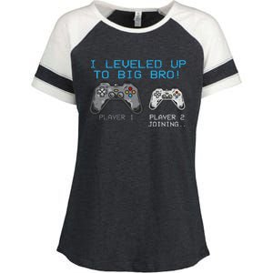 I Leveled Up To Big Bro Funny Video Game Lover Enza Ladies Jersey Colorblock Tee