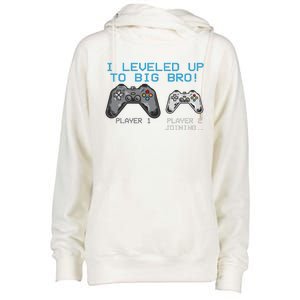 I Leveled Up To Big Bro Funny Video Game Lover Womens Funnel Neck Pullover Hood