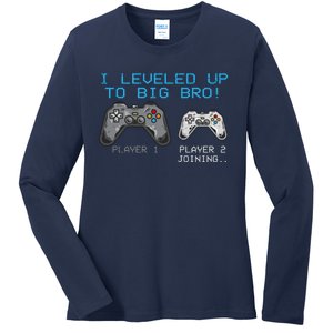 I Leveled Up To Big Bro Funny Video Game Lover Ladies Long Sleeve Shirt