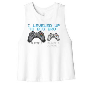 I Leveled Up To Big Bro Funny Video Game Lover Women's Racerback Cropped Tank