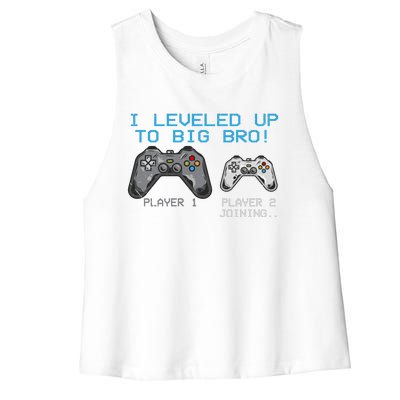 I Leveled Up To Big Bro Funny Video Game Lover Women's Racerback Cropped Tank