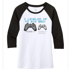 I Leveled Up To Big Bro Funny Video Game Lover Women's Tri-Blend 3/4-Sleeve Raglan Shirt