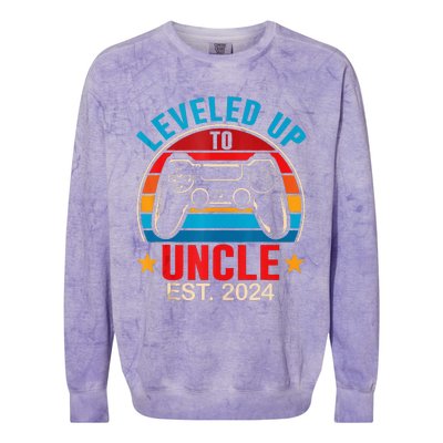 I Leveled Up To Uncle 2024 Promoted To Daddy Level Unlocked  Colorblast Crewneck Sweatshirt