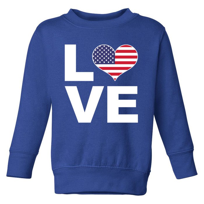 I Love Usa Cute Gift Heart Flag Usa Funny Gift Toddler Sweatshirt